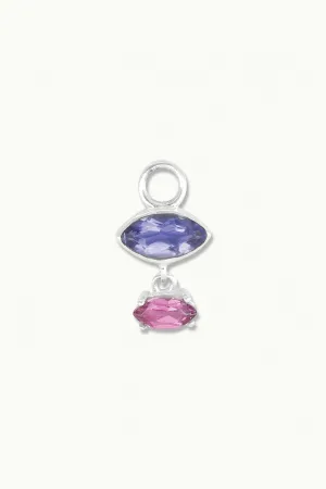 Mila Iolite and Rhodolite Silver Charm