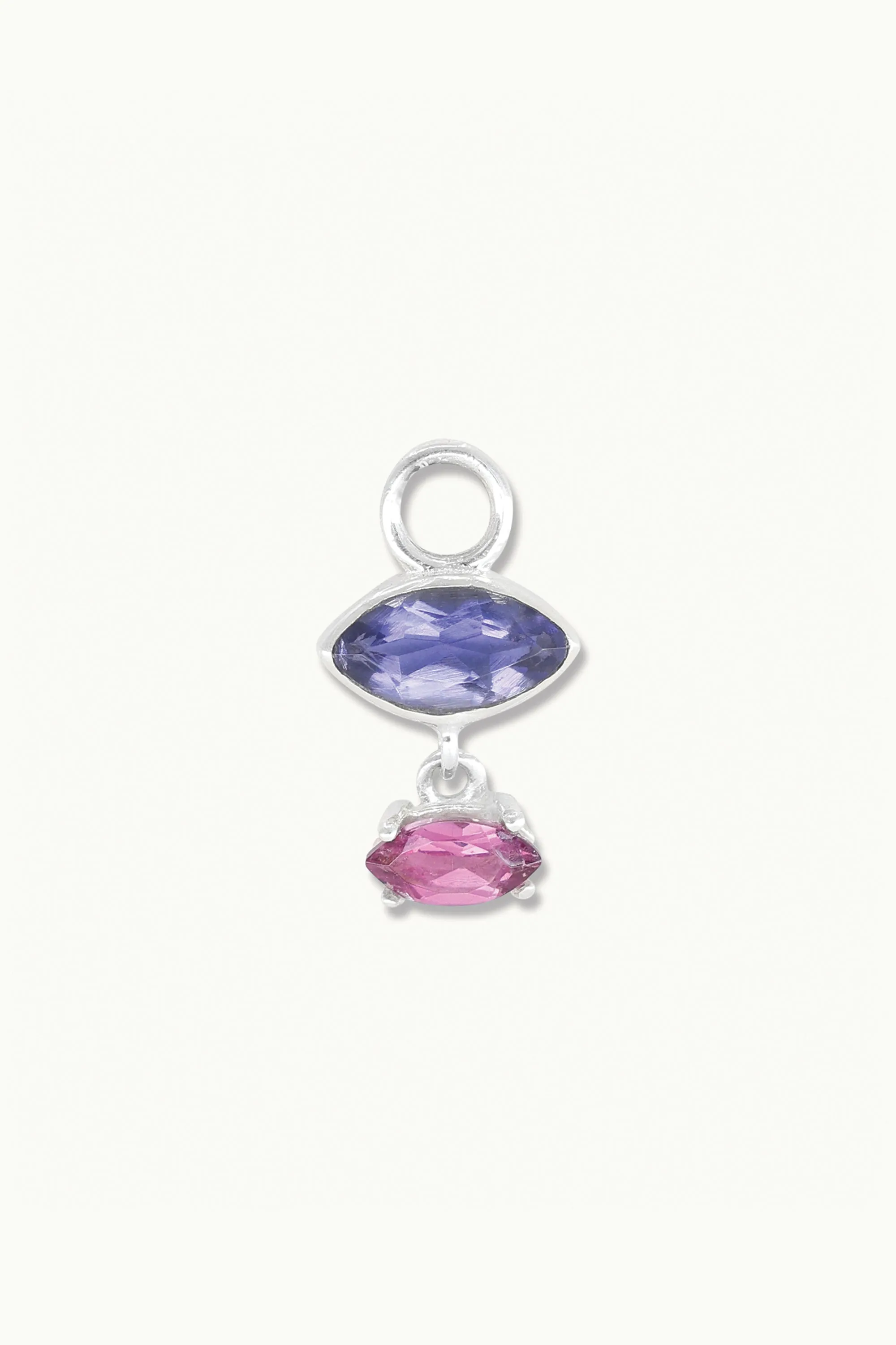 Mila Iolite and Rhodolite Silver Charm