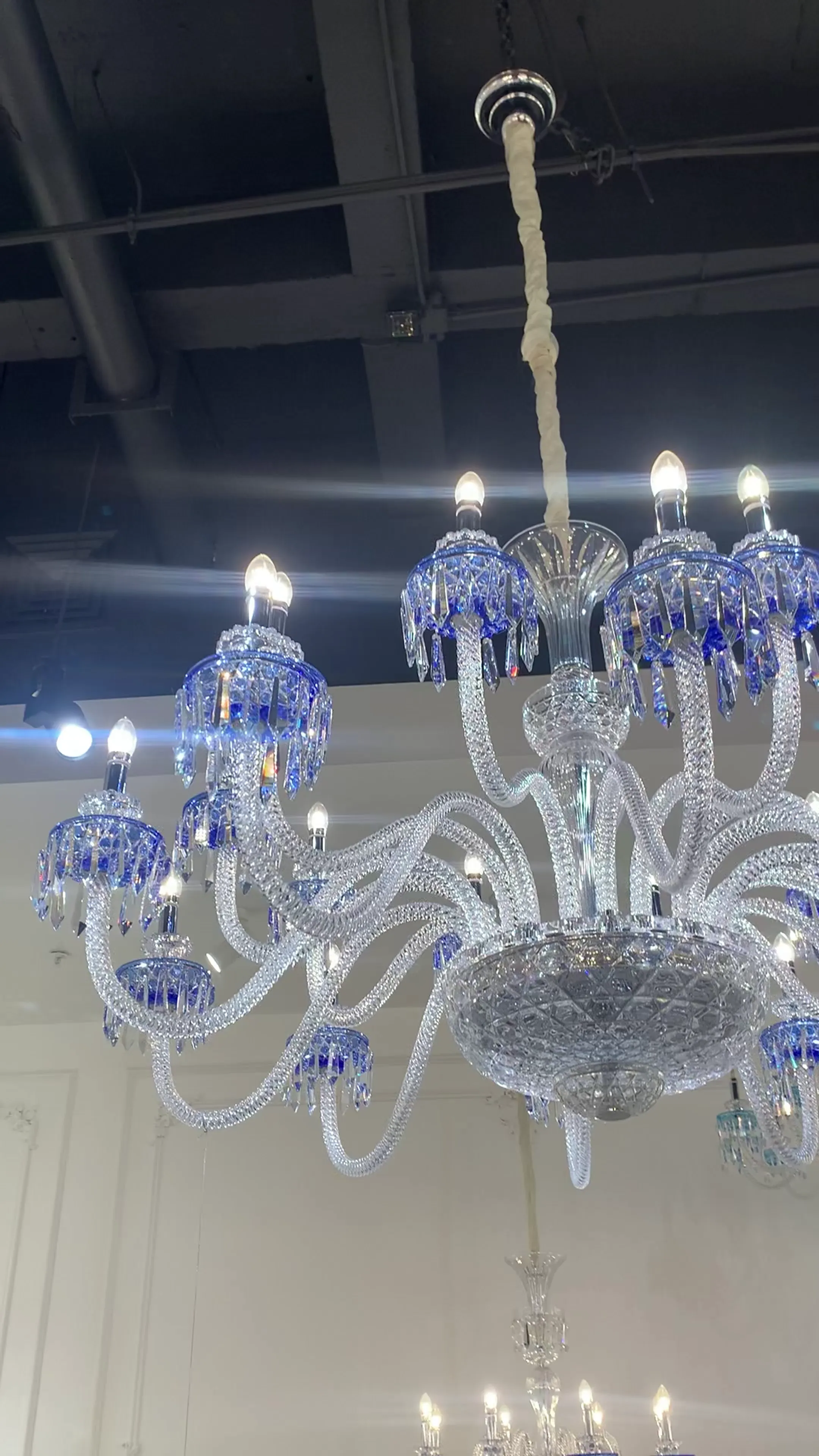 Modern Fancy Blue Crystal Chandelier for Living Room/Bedroom