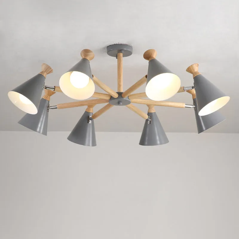 Modern Metal Chandelier with Wood Cork and 8 Bulbs for Living Room