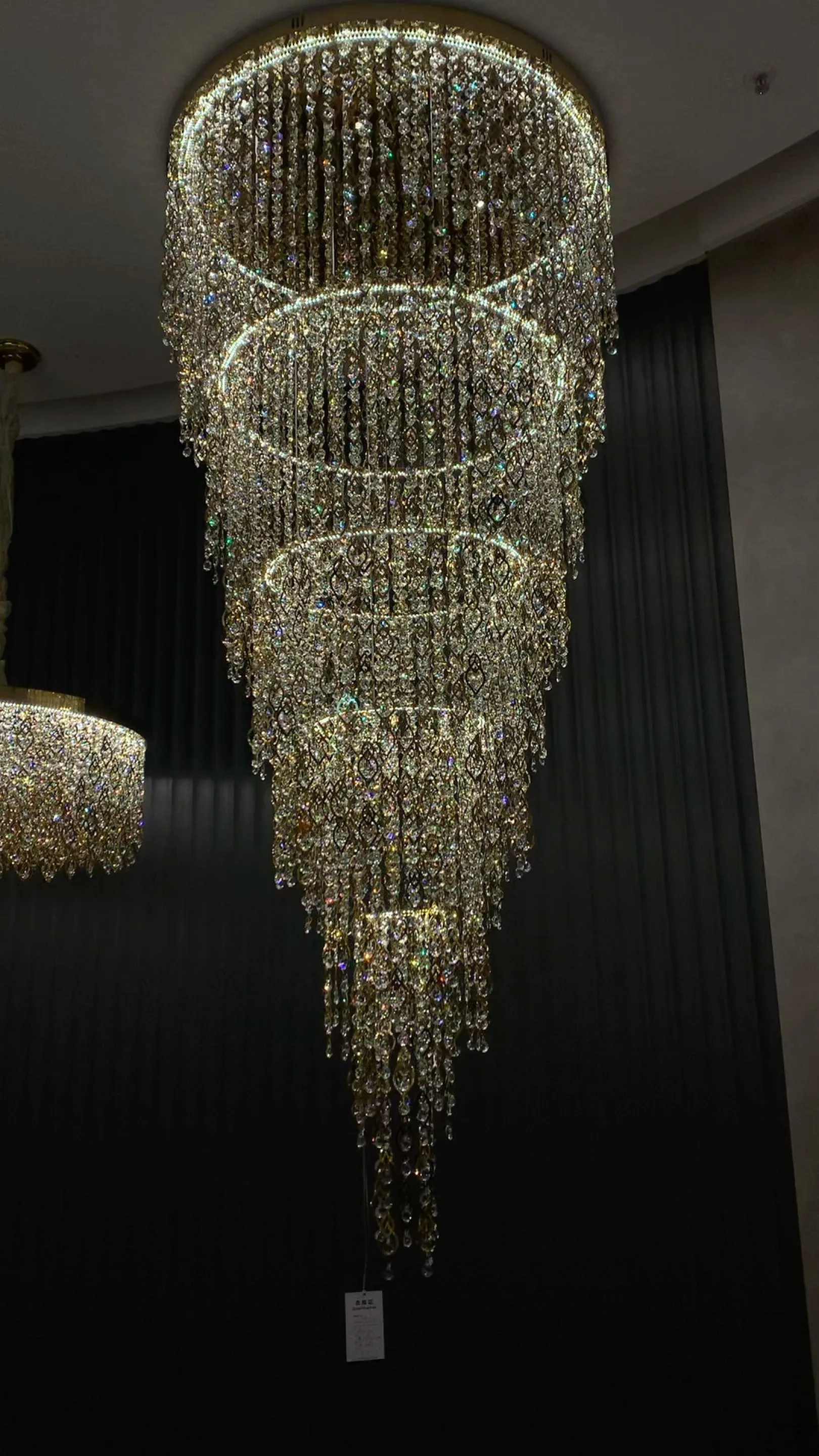 Modern Round 5-Layer Crystal Tassel Chandelier for Villa/Staircase/Foyer/Living Room