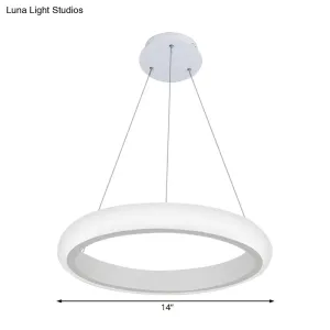 Modern White Doughnut Chandelier Lamp - 1/2/3 Lights - Acrylic LED Ceiling Pendant Fixture in White/Warm Light