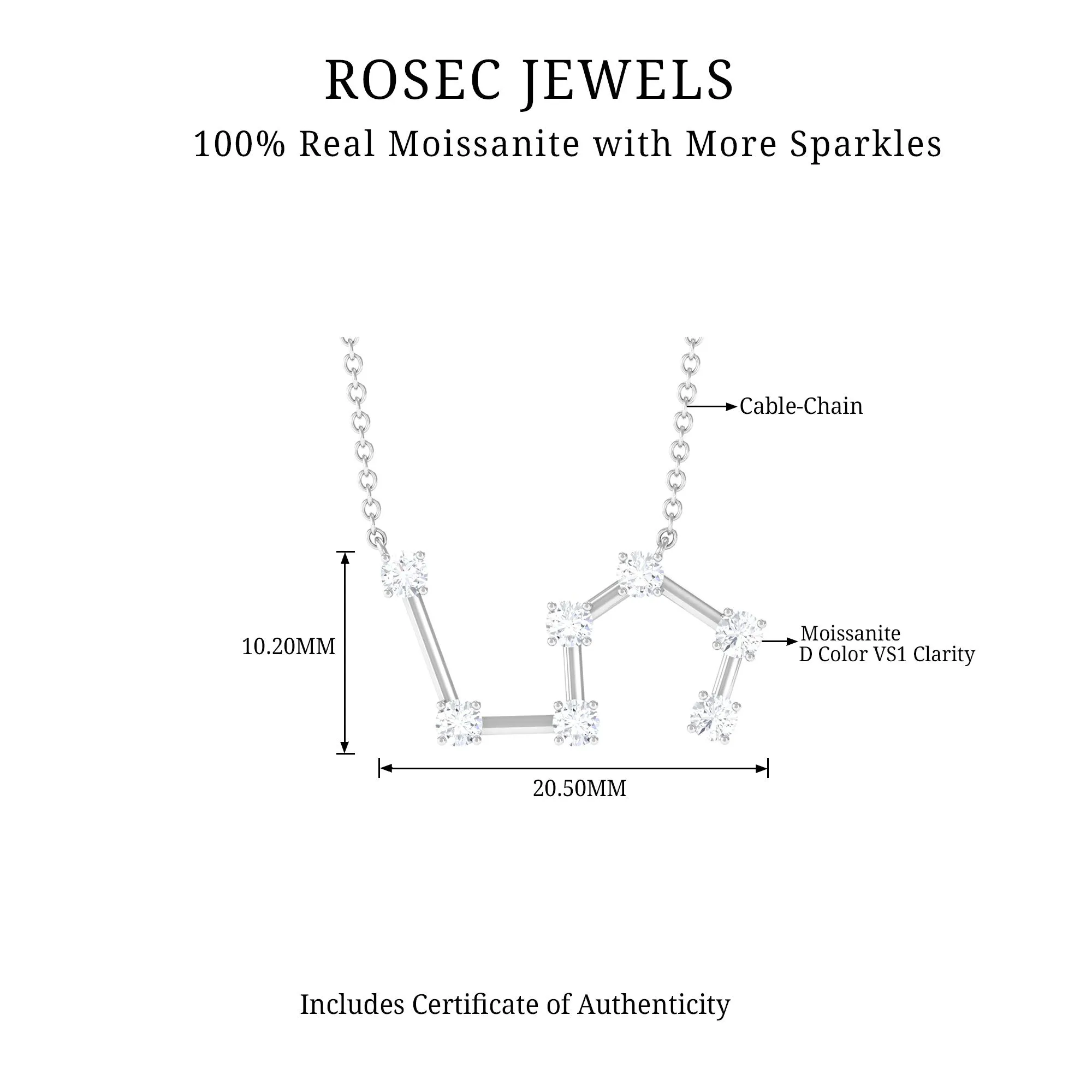 Moissanite Constellation Leo Zodiac Sign Necklace