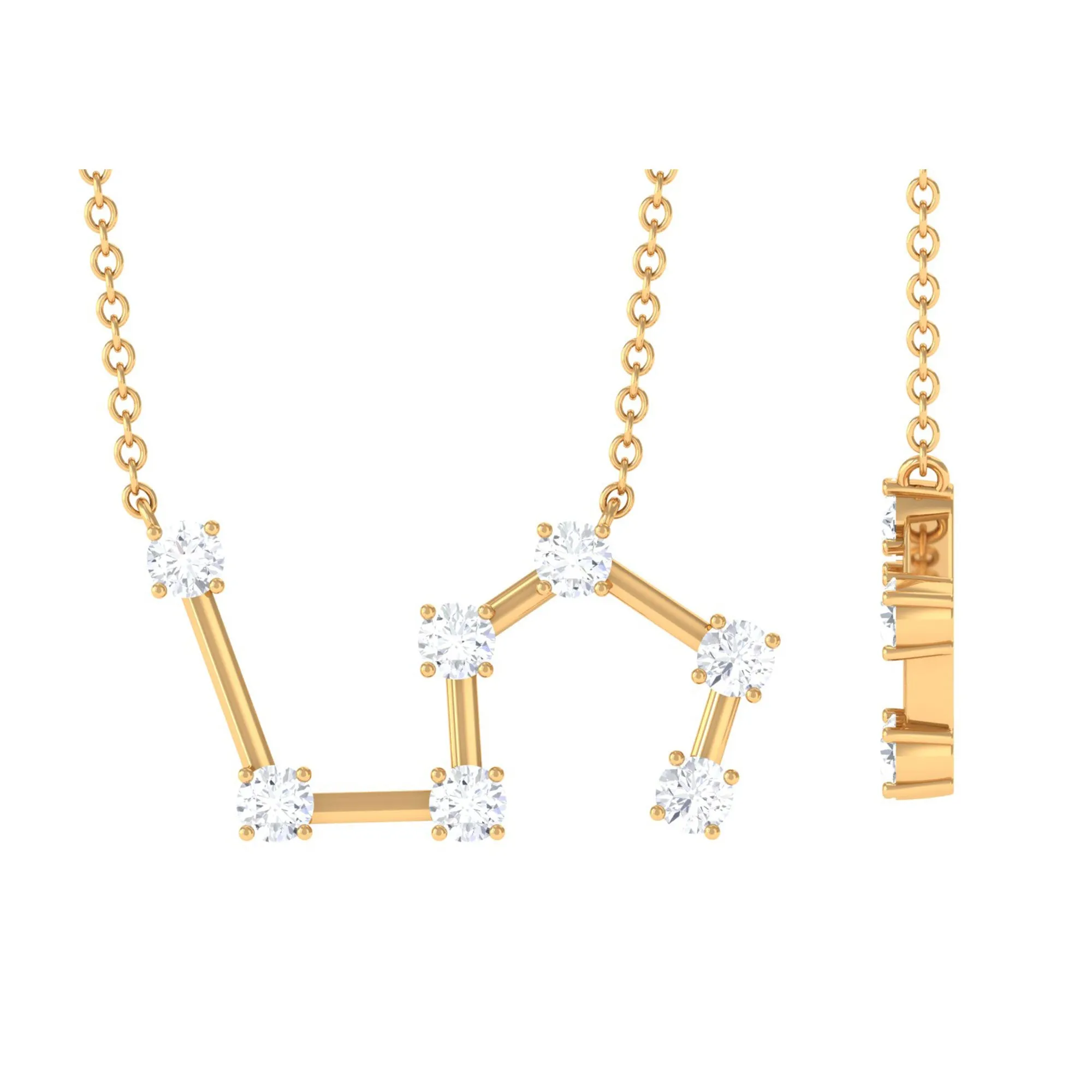 Moissanite Constellation Leo Zodiac Sign Necklace