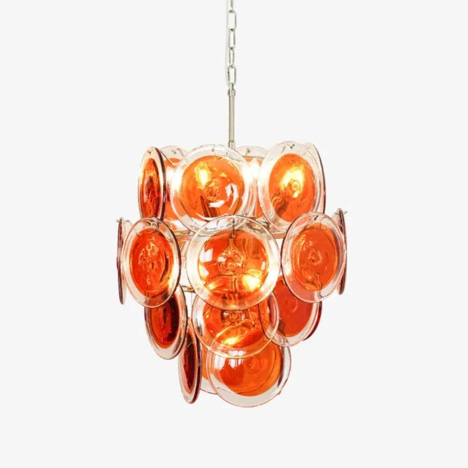 Murano Orange Disk Glass Chandelier