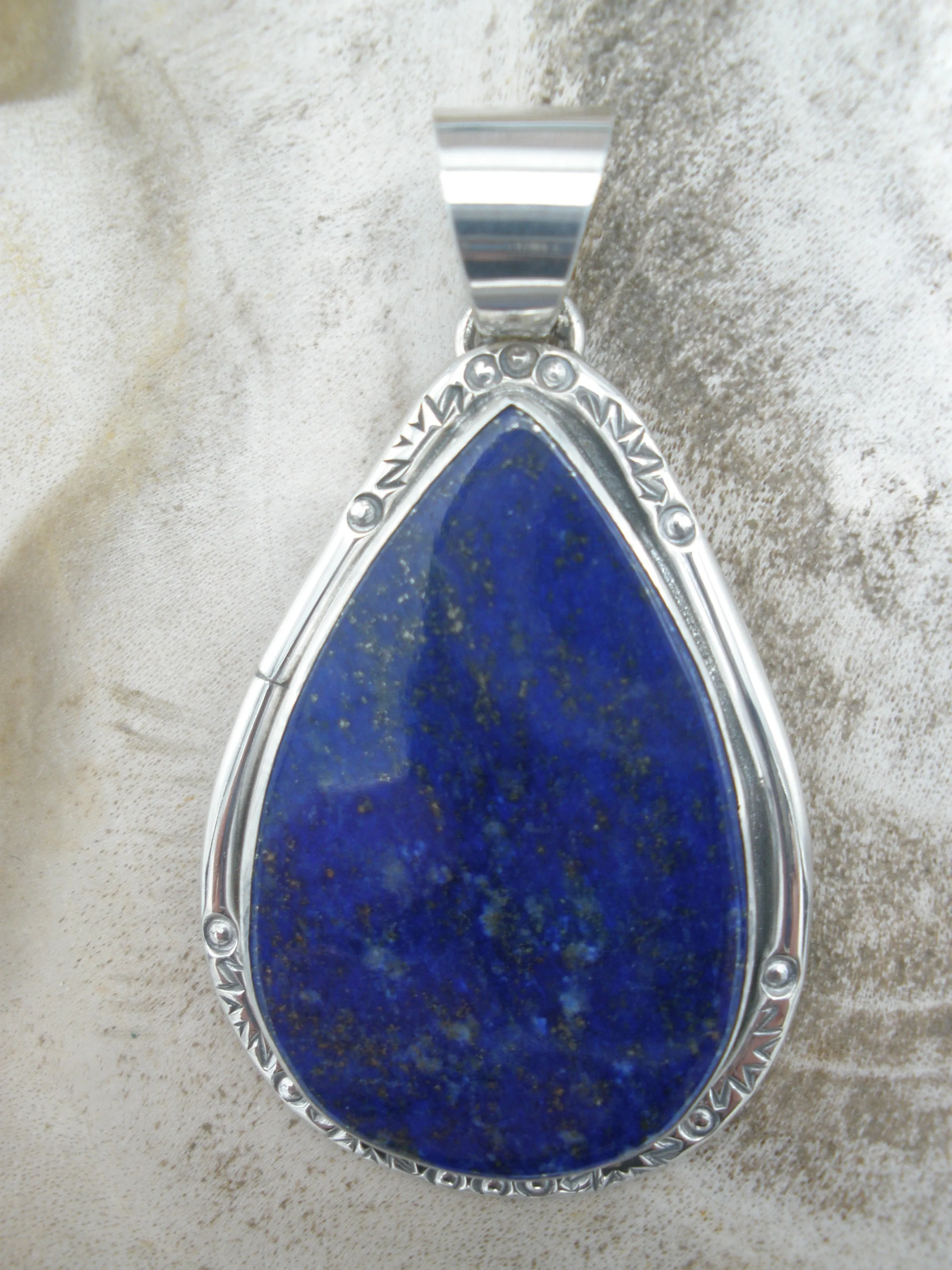 Native American Made Lapis and Sterling Silver Pendant