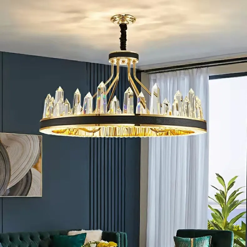 New Style Iceberg Crystal Chandelier For Living Room Modern Black Crown Ceiling Lighting Fixture