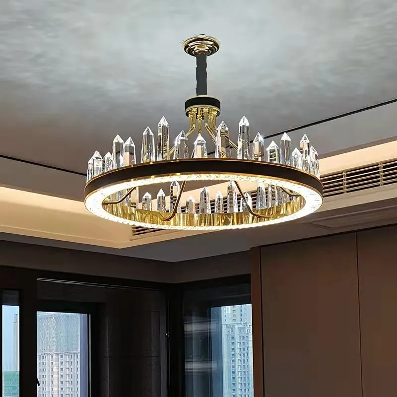 New Style Iceberg Crystal Chandelier For Living Room Modern Black Crown Ceiling Lighting Fixture