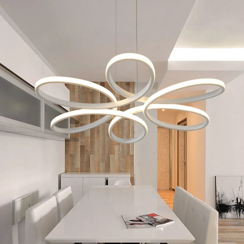 Nordic Style LED Floral Ceiling Chandelier for Metallic Living Room Ambiance