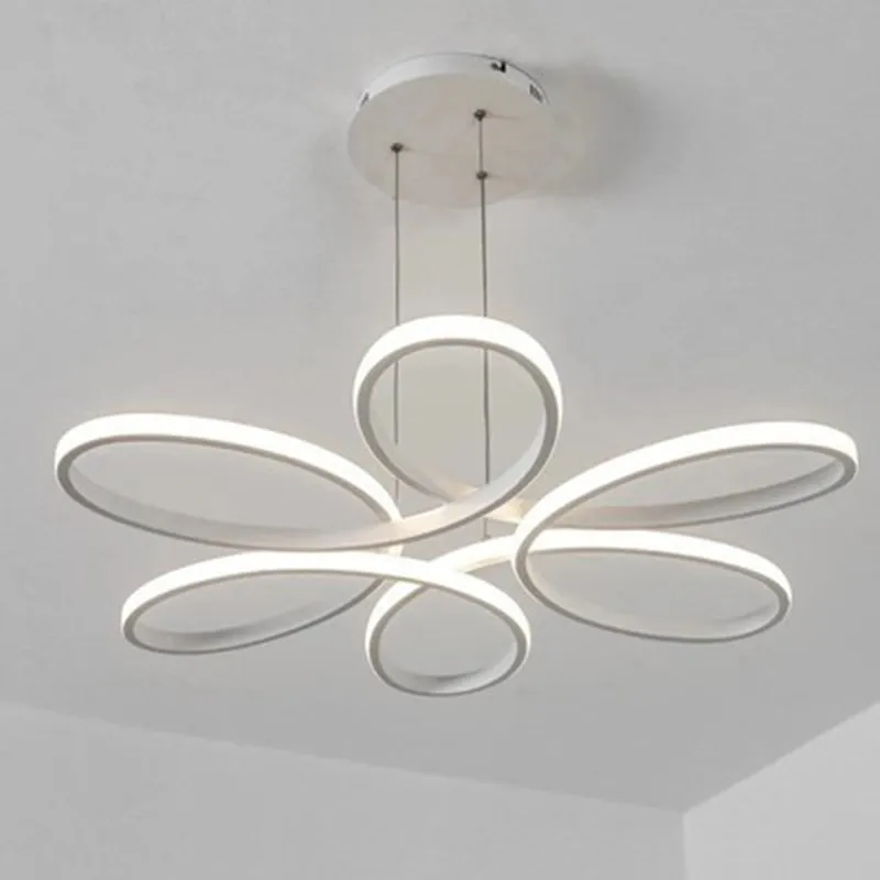 Nordic Style LED Floral Ceiling Chandelier for Metallic Living Room Ambiance