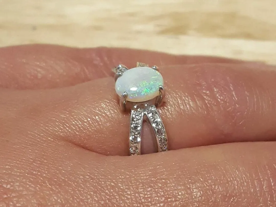 Opal Vintage Ring - Natural Opal Ring - October Birthstone Ring