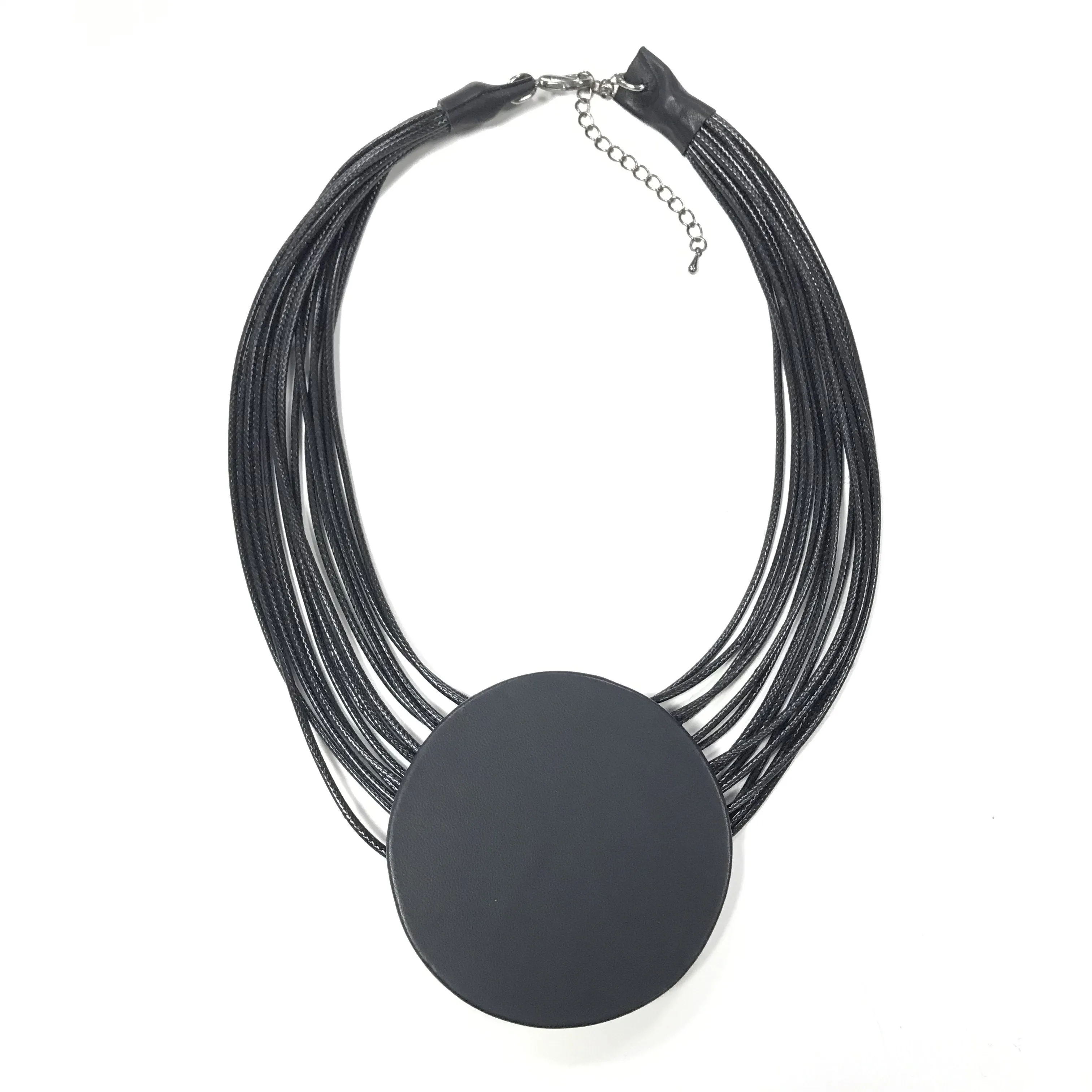 Orla - Short Leather Disc Necklace