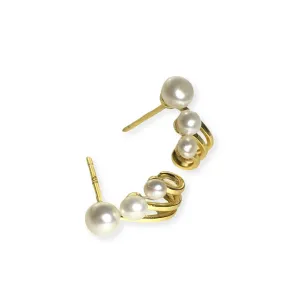 Pearl Huggie Hook Studs