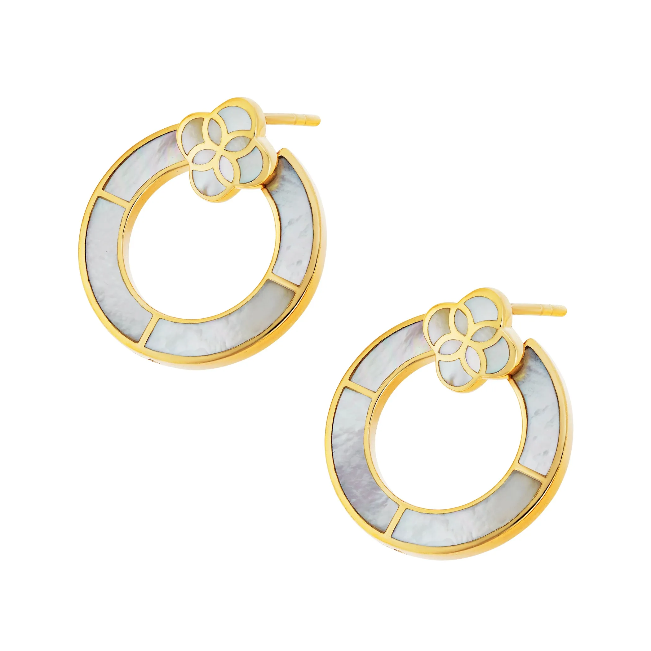 Petal Hoop Mother-of-Pearl Sterling Silver Post Earrings with 18k Vermeil