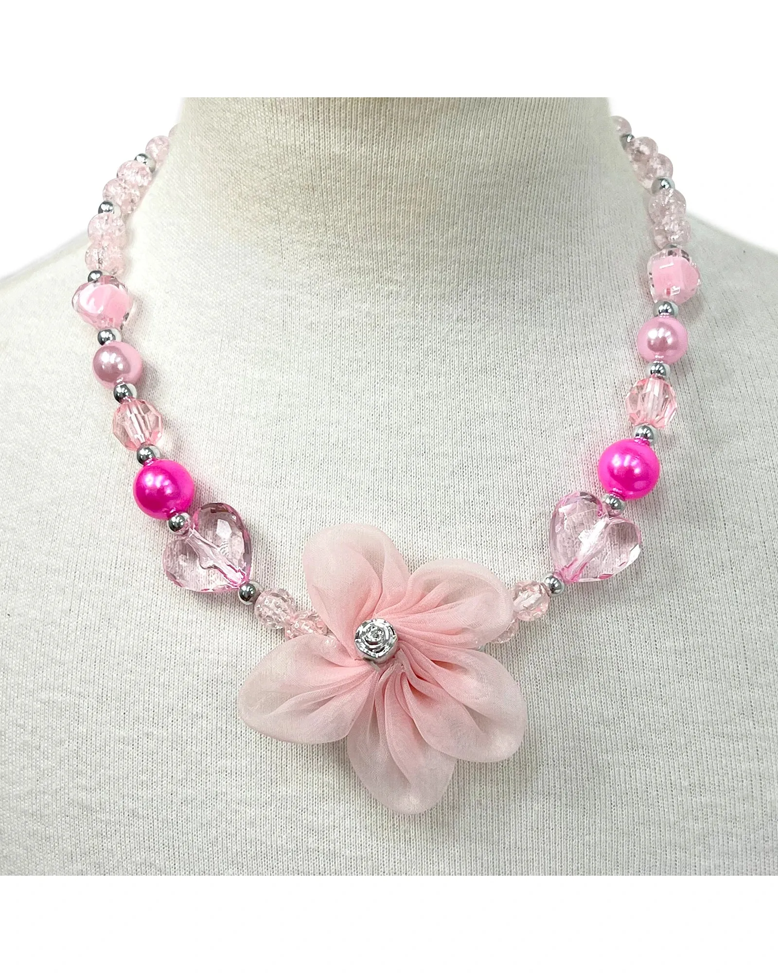 Pink Poppy Flower Necklace