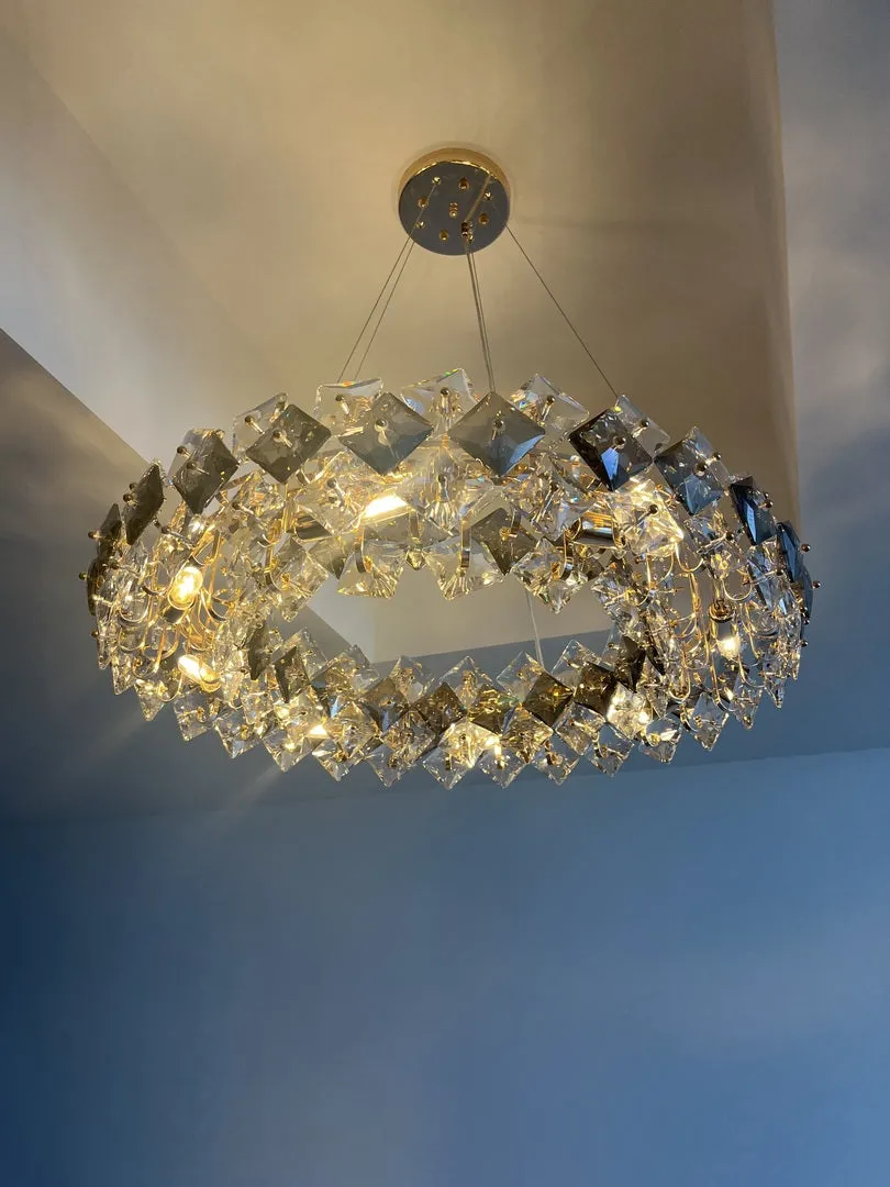 Prismatic Crystal Chandelier For Living Room Dining Room Ceiling Light