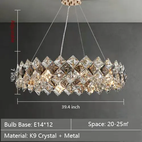 Prismatic Crystal Chandelier For Living Room Dining Room Ceiling Light