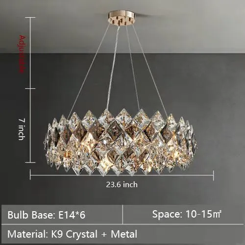 Prismatic Crystal Chandelier For Living Room Dining Room Ceiling Light