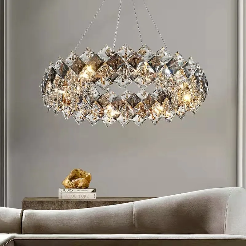 Prismatic Crystal Chandelier For Living Room Dining Room Ceiling Light