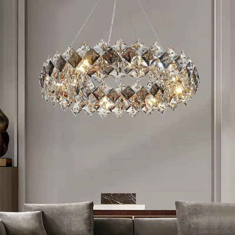 Prismatic Crystal Chandelier For Living Room Dining Room Ceiling Light