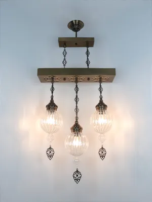 Pyrex Glass Chandelier 3 Globe Turkish Ceiling Light