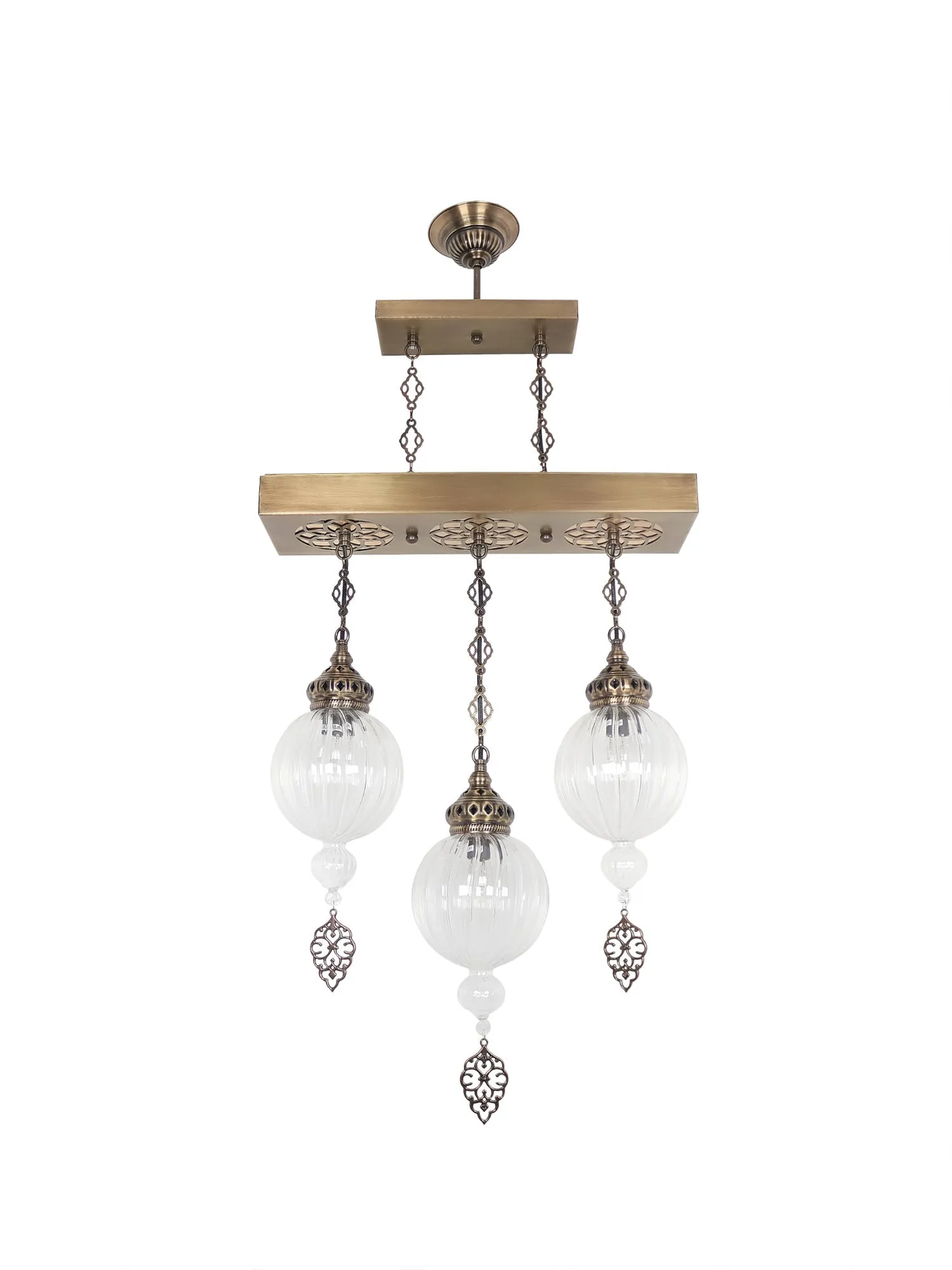 Pyrex Glass Chandelier 3 Globe Turkish Ceiling Light