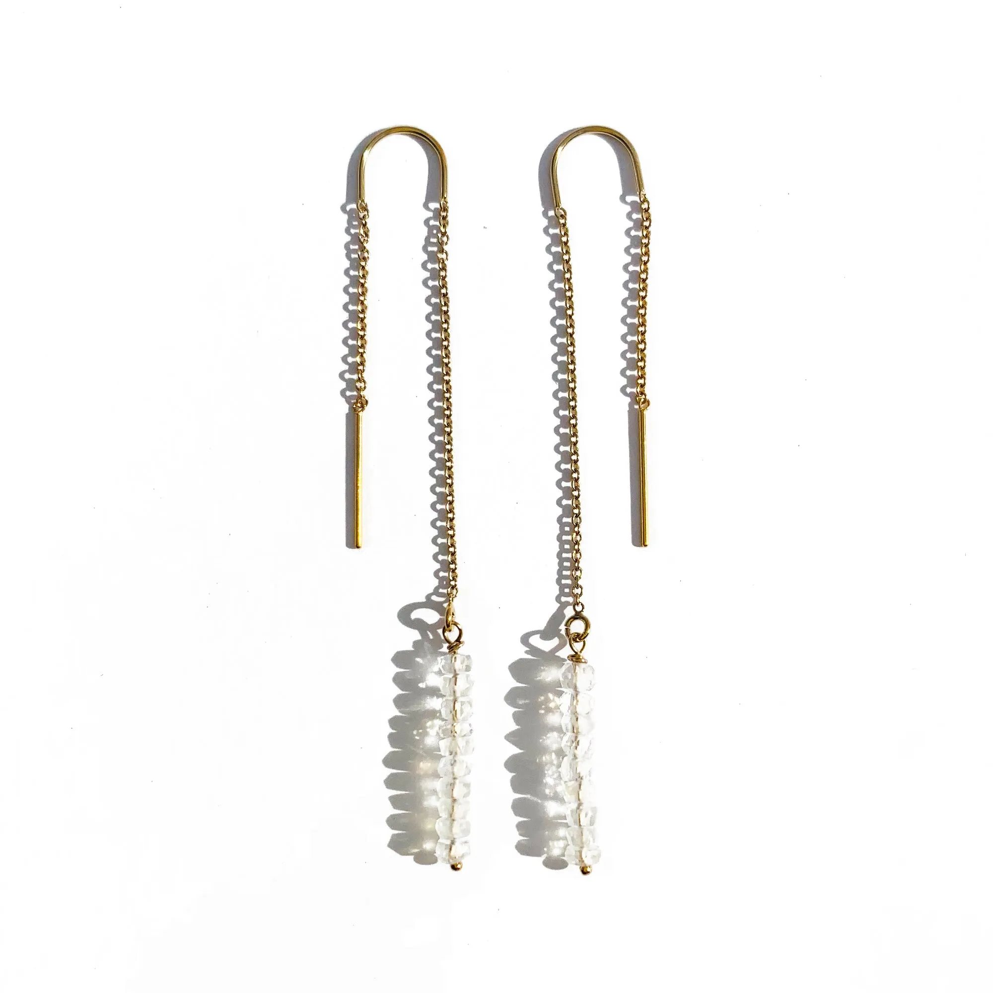 Rainbow-Moonstone 14K Gold Fill Thread Earrings