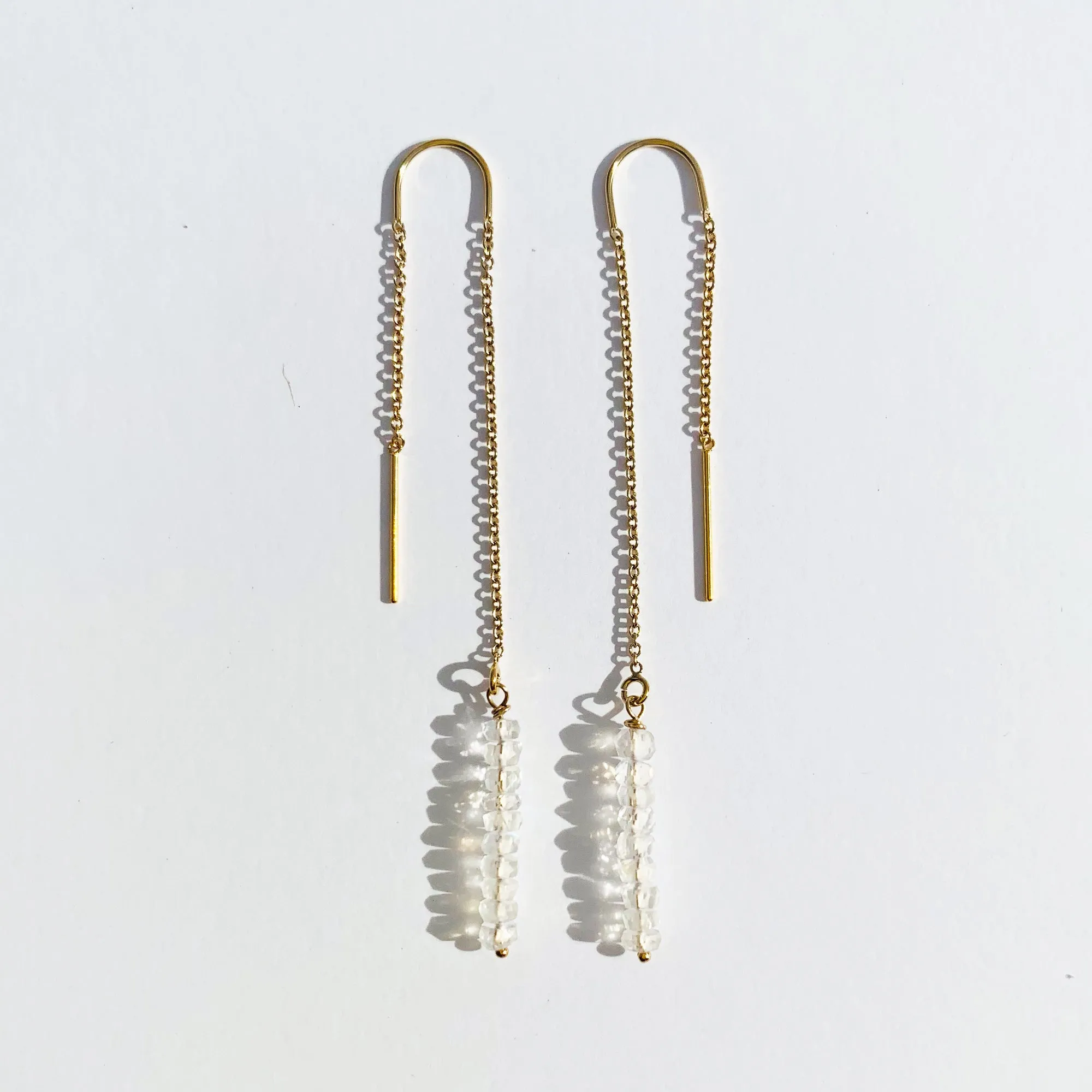 Rainbow-Moonstone 14K Gold Fill Thread Earrings