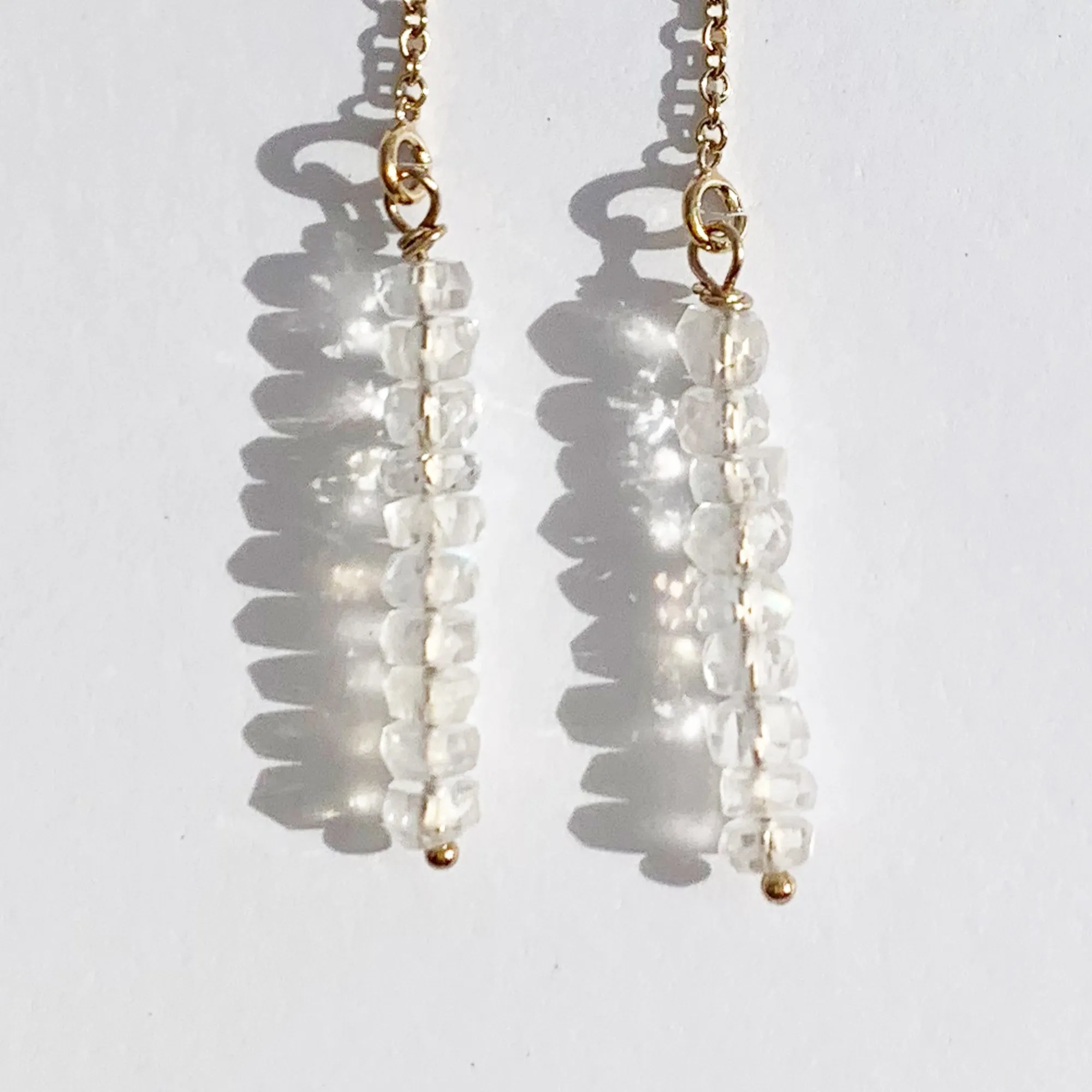 Rainbow-Moonstone 14K Gold Fill Thread Earrings