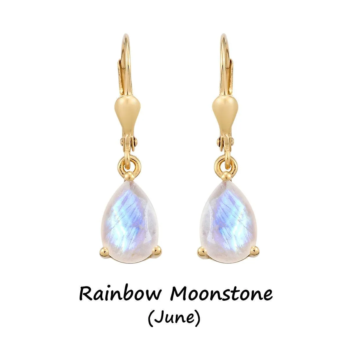 Rainbow Moonstone dangle earrings , 925 Sterling Silver , June birthstone , Rainbow Moonstone Lever back Earring, Teardrop Earrings , Gift