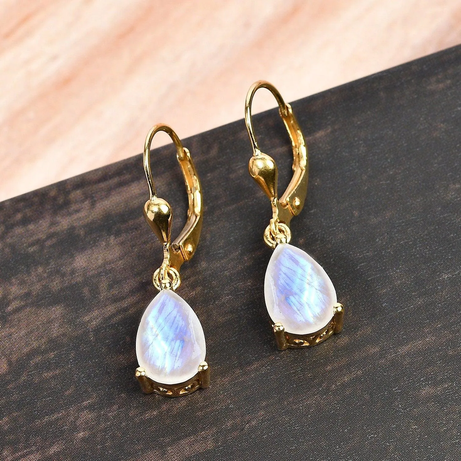 Rainbow Moonstone dangle earrings , 925 Sterling Silver , June birthstone , Rainbow Moonstone Lever back Earring, Teardrop Earrings , Gift