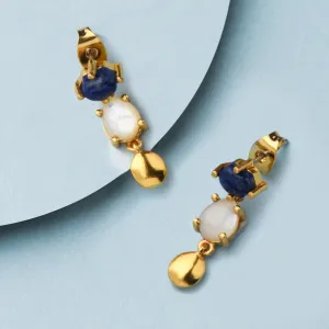 Real Gold Plated Z Grecian Stone Drop Earrings For Women By Accessorize London