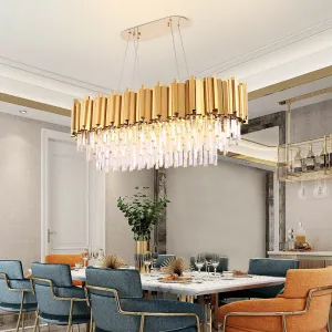 Rectangle Modern Gold Chandelier For Dining Room Hanging Lamp Kitchen Chandeliers Light Fixtures