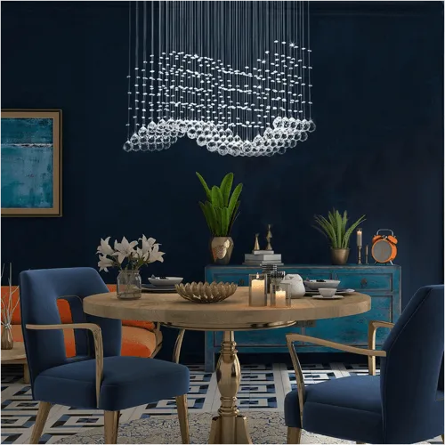 Rectangular Raindrop Wave Crystal Chandelier