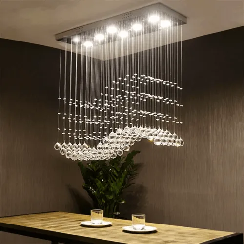 Rectangular Raindrop Wave Crystal Chandelier