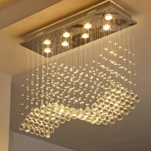 Rectangular Raindrop Wave Crystal Chandelier