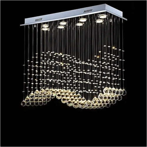 Rectangular Raindrop Wave Crystal Chandelier