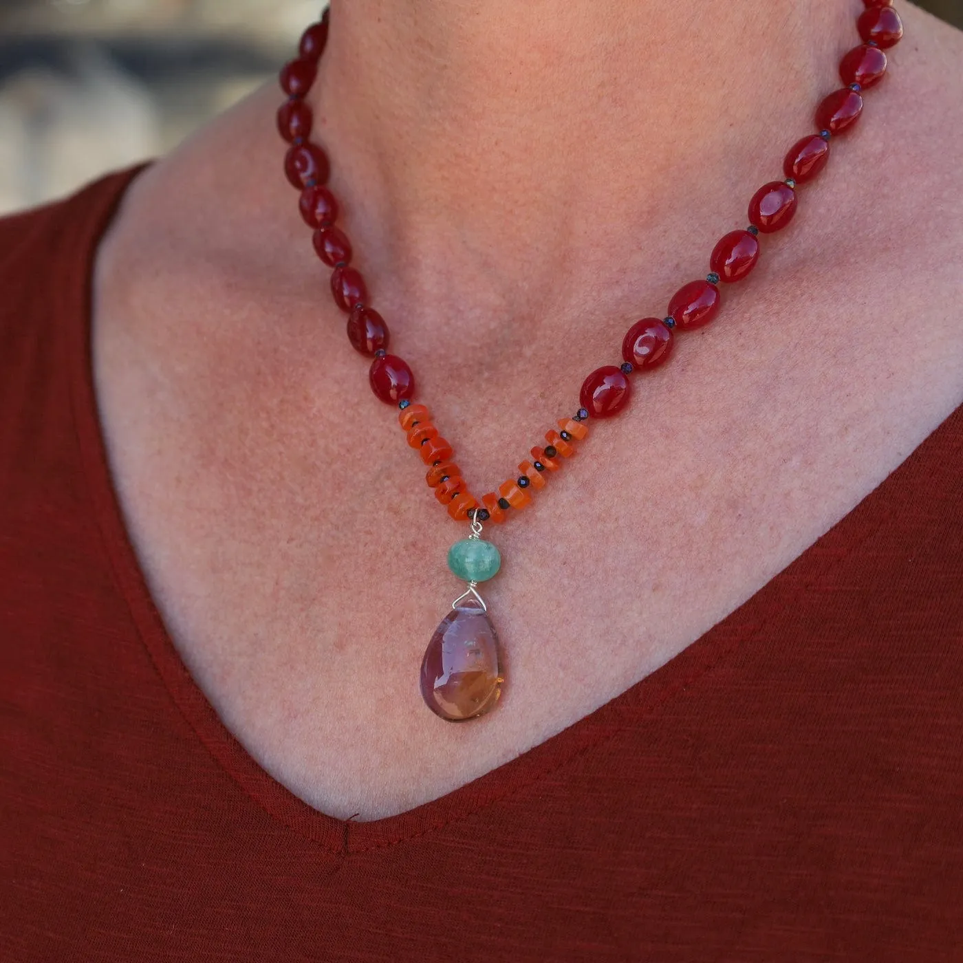 Red Jade Mix Necklace