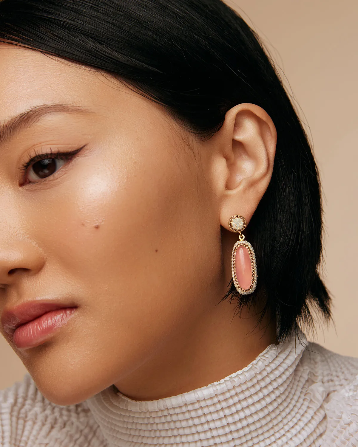 Rose Quartz Double Sided Earrings