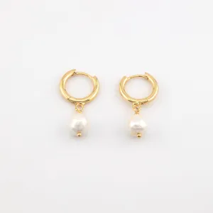 Shoreline Pearl Hoop Earrings - Gold