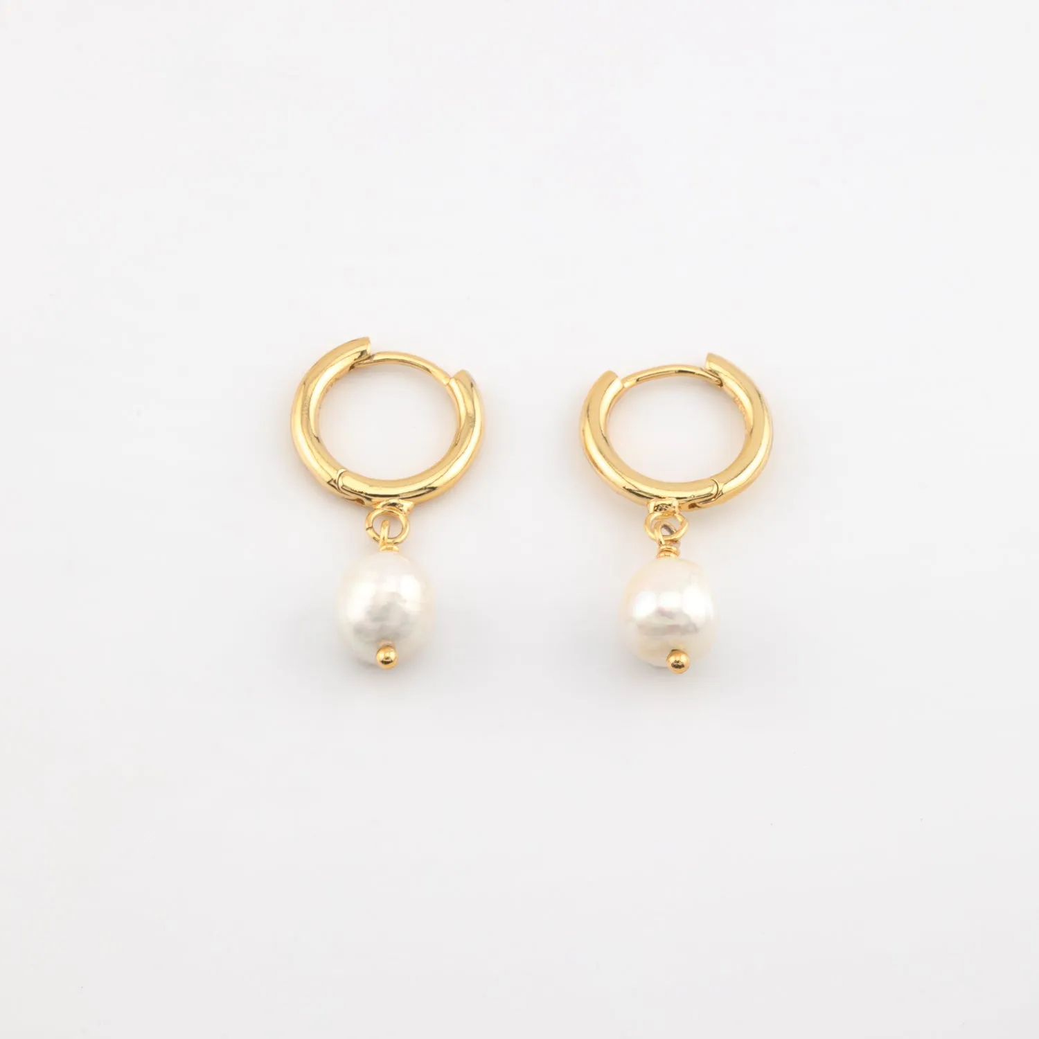 Shoreline Pearl Hoop Earrings - Gold