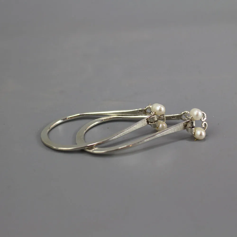 Silver Pearl Hoop Earrings