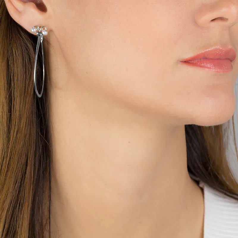 Silver Pearl Hoop Earrings