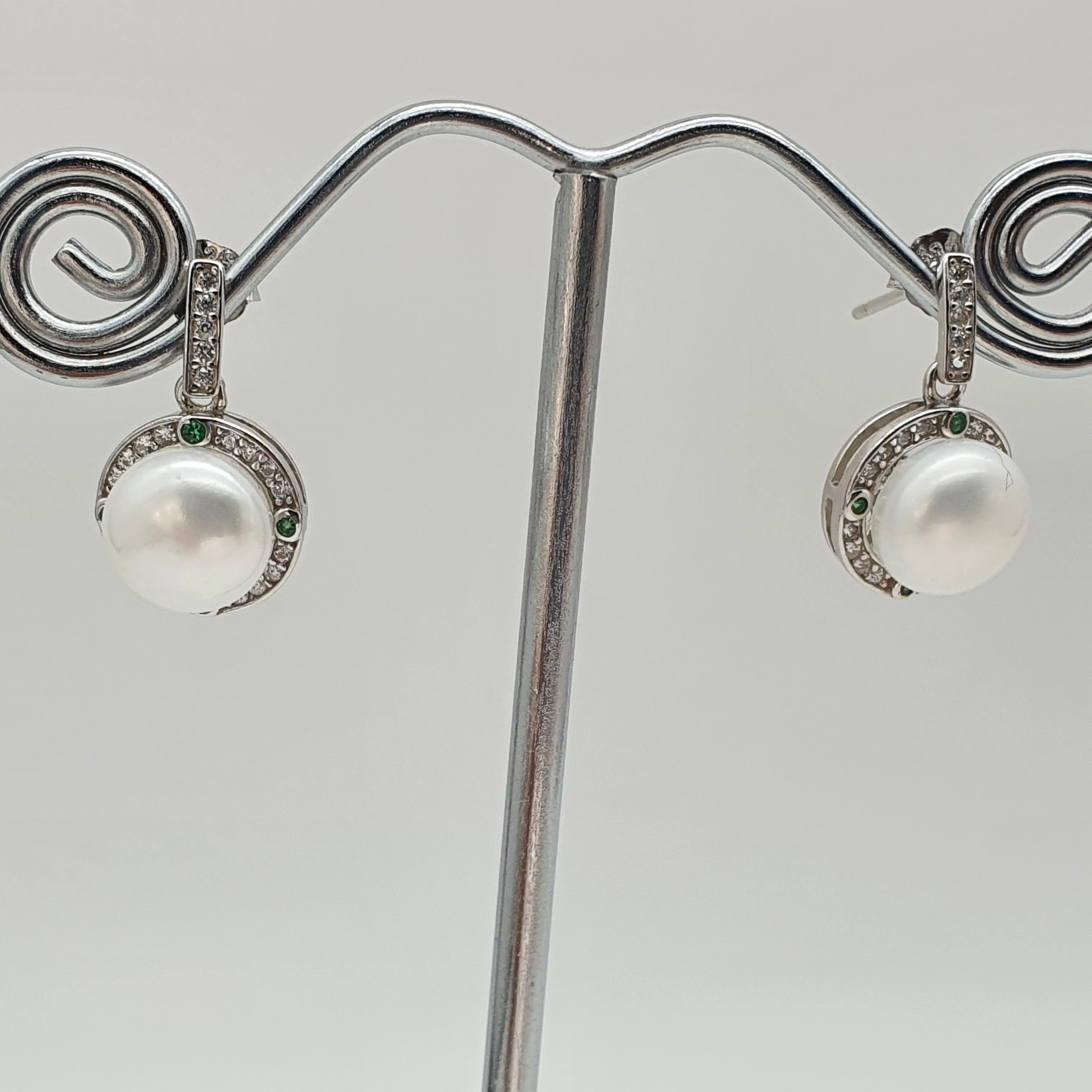 Sparkling Round Freshwater Pearl Halo Earrings, Sterling Silver