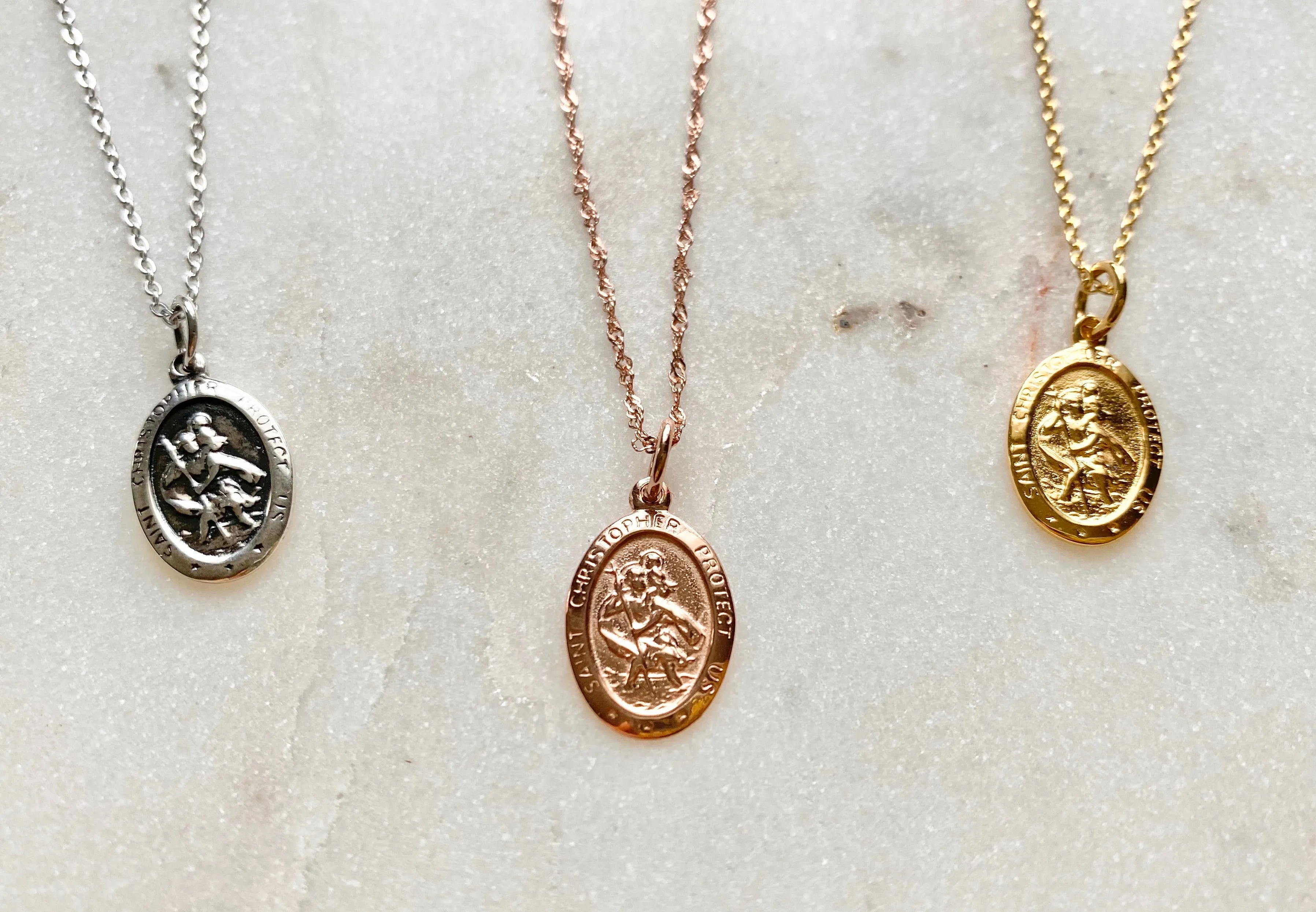 Sterling Silver St. Christopher necklace, Traveler's Necklace, Protection Necklace, Gold Medallion Necklace, Traveling Saint Necklace