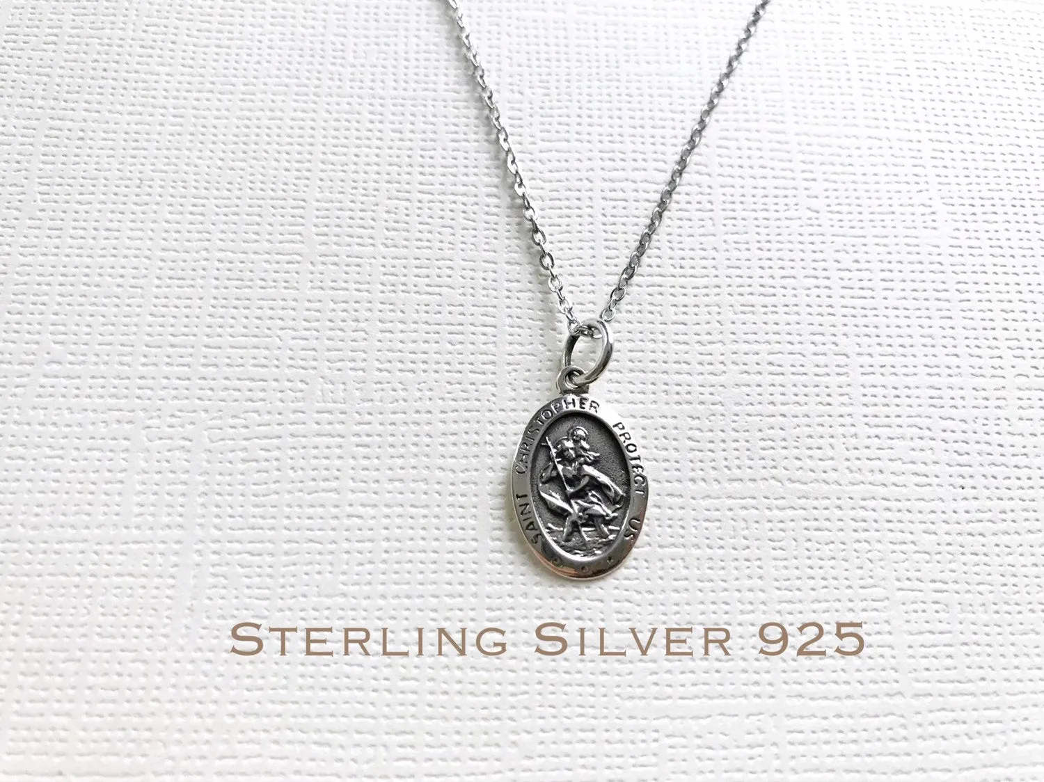 Sterling Silver St. Christopher necklace, Traveler's Necklace, Protection Necklace, Gold Medallion Necklace, Traveling Saint Necklace