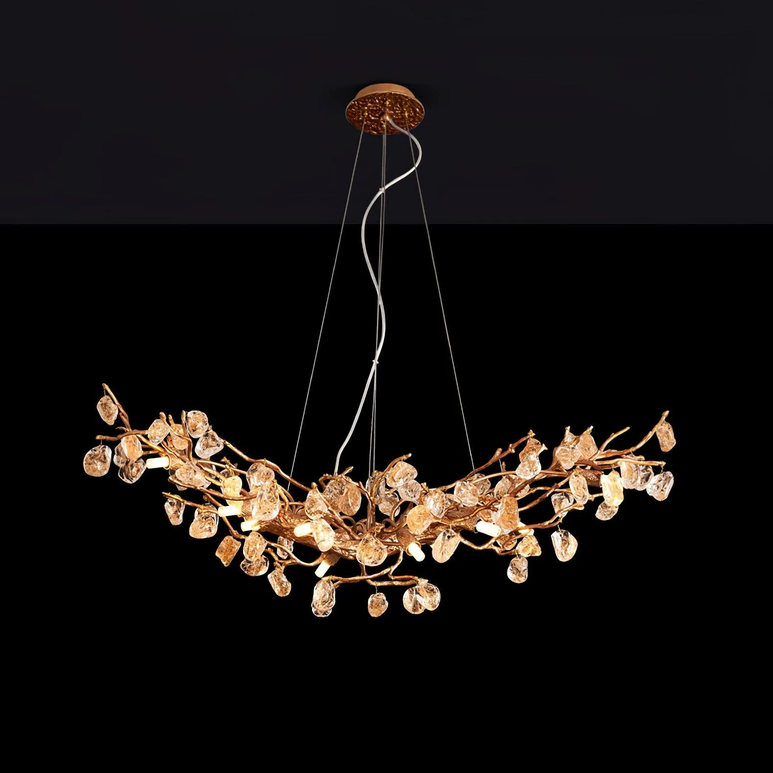 Stone Crystal Brass Chandelier