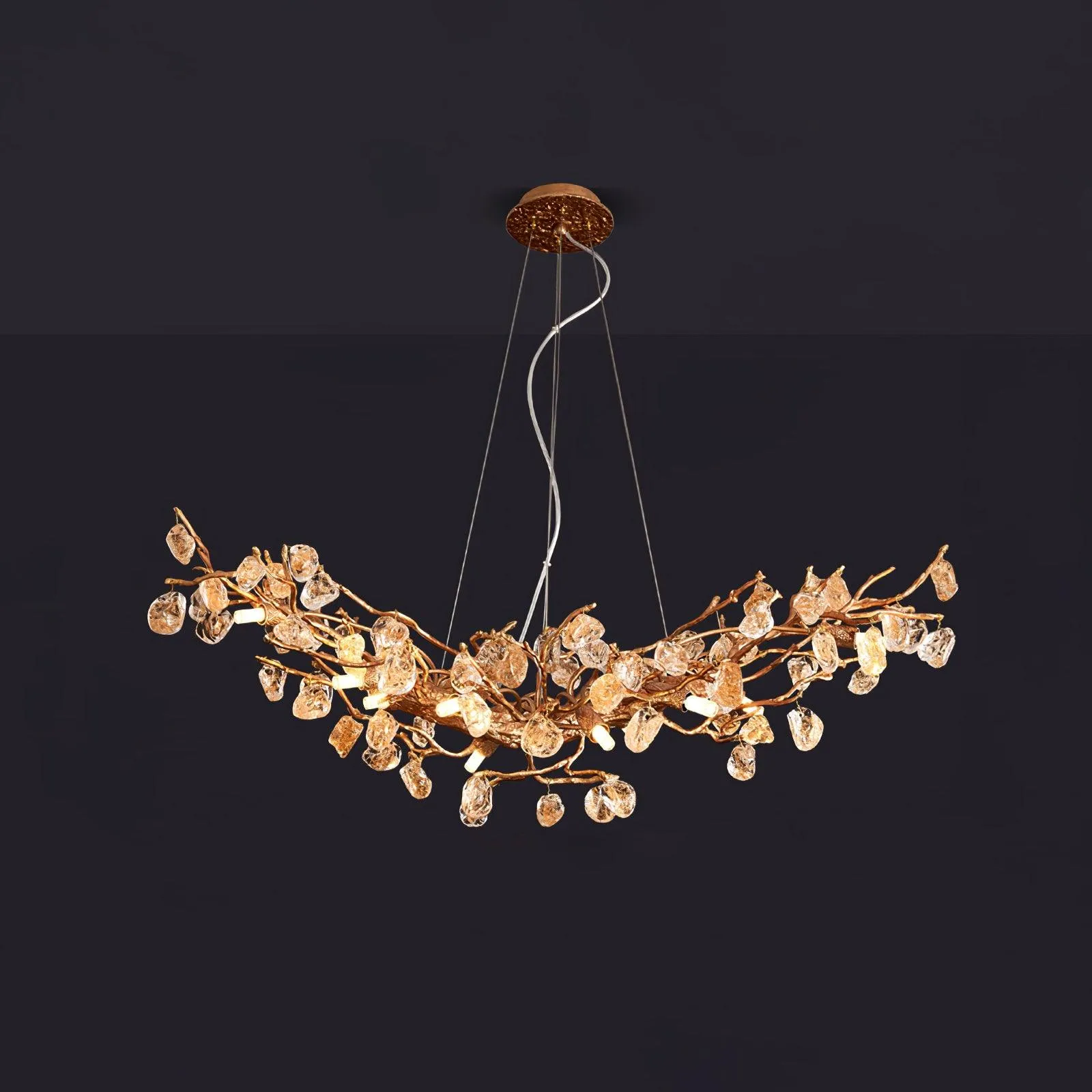 Stone Crystal Brass Chandelier