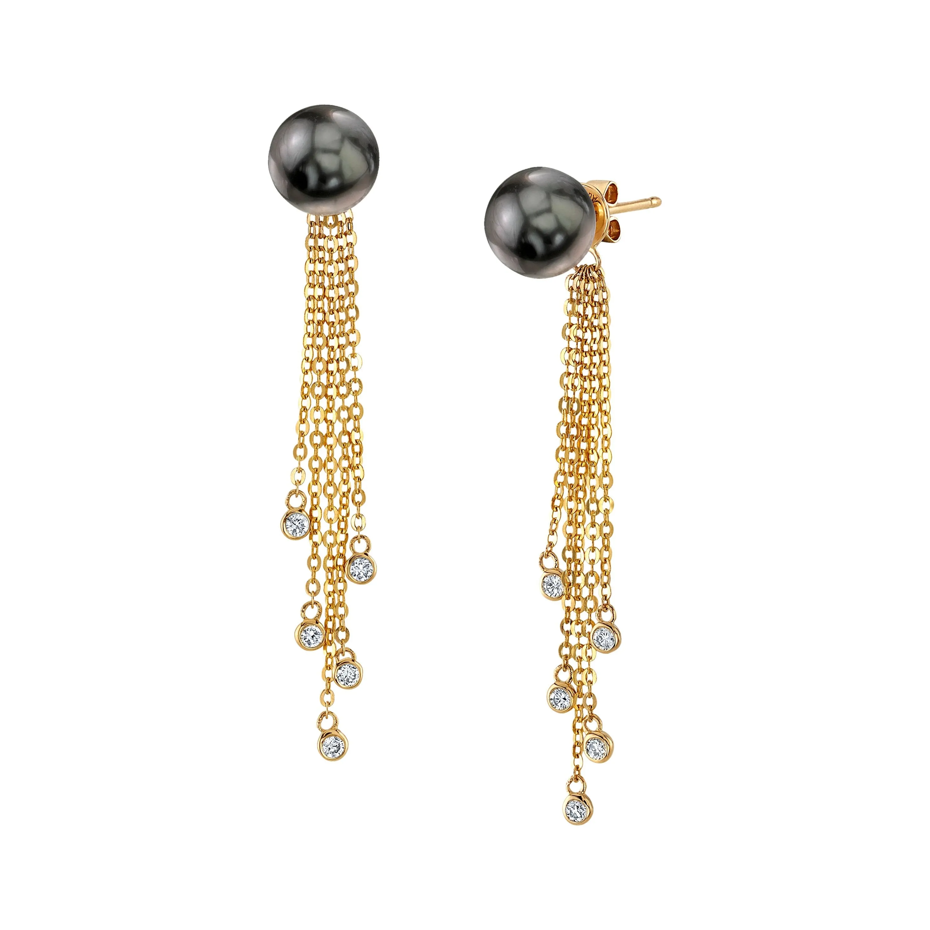 Tahitian South Sea Pearl Diamond Double Tear Earrings