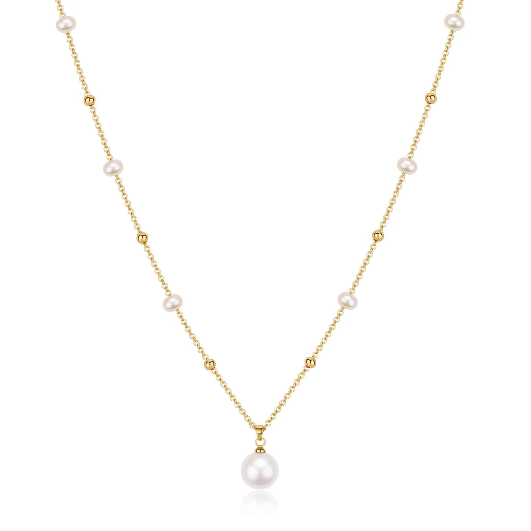 Teardrop Pendant Beaded Necklace 14K Gold Filled